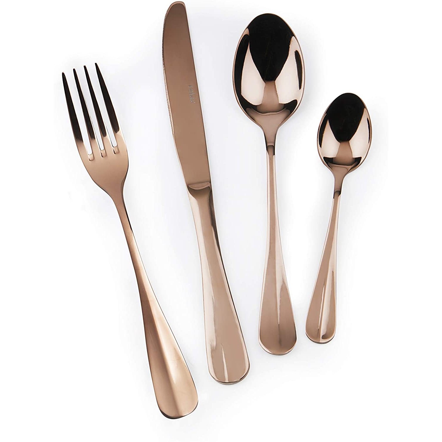 Excelsa Copper Servizio Posate, Acciaio, colore Rame lucido, 24 pezzi